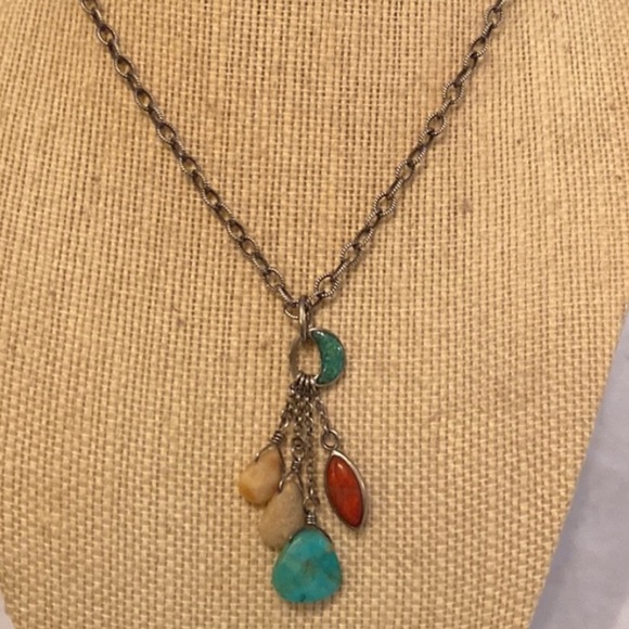 Silpada Turquoise, Red Coral & White Quartz Stones on .925 Sterling Silver Chain - Picture 4 of 6